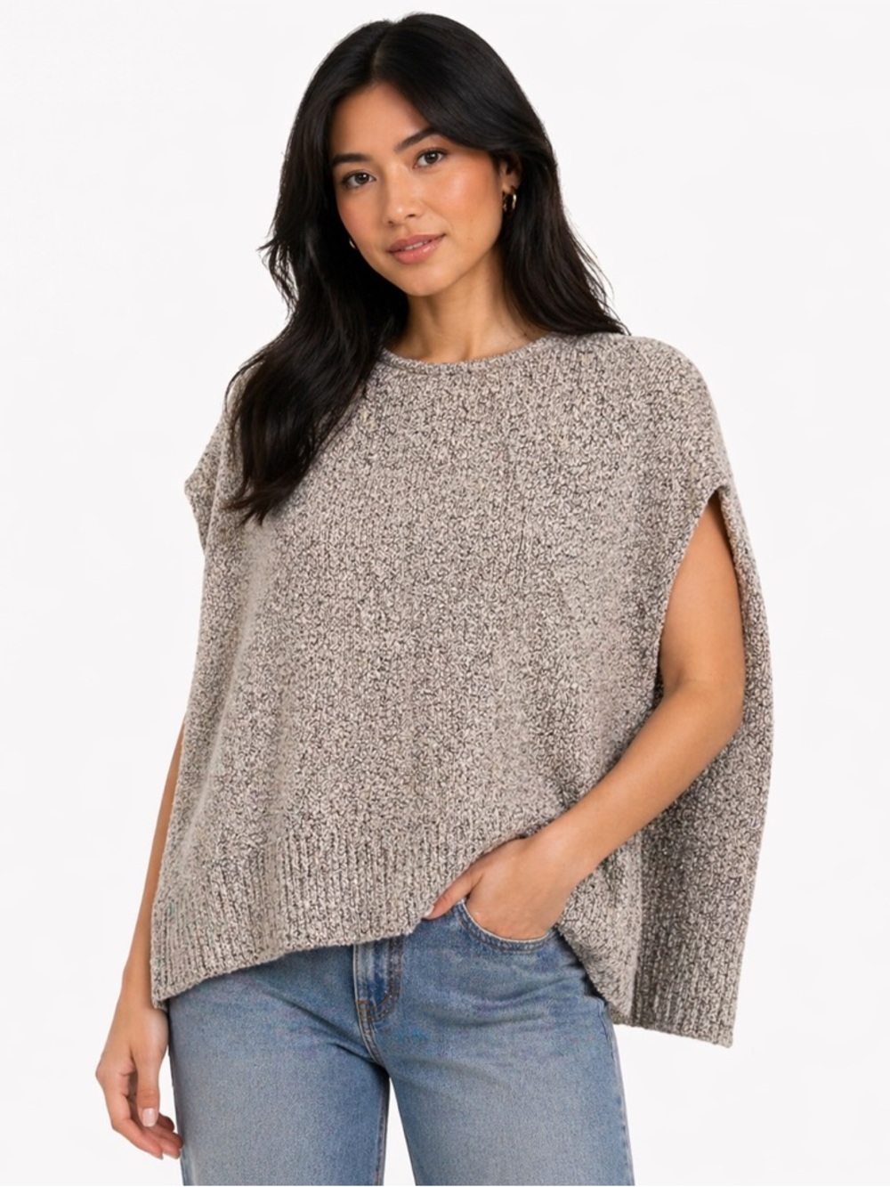 Aritzia Marled Taupe Crewneck Sweater